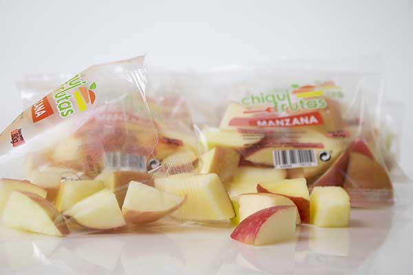 Bolsa de manzana cortada lista para consumir