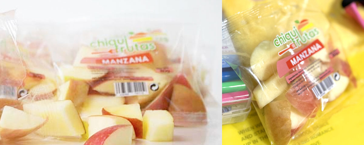 Manzana cortada lista para la merienda de los niños en la vuelta al cole