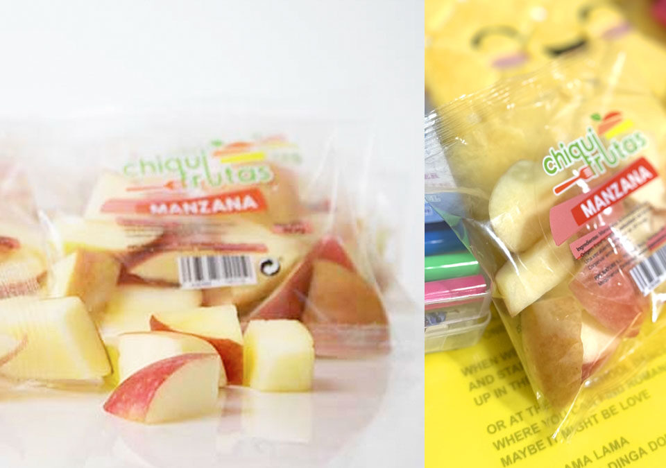 Manzana cortada lista para la merienda de los niños en la vuelta al cole