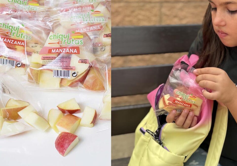 Pack Manzana To Go con 20 bolsas de manzana cortada listas para merienda saludable