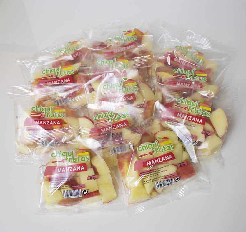 Pack de manzana cortada con entregas cada 15 días para el colegio