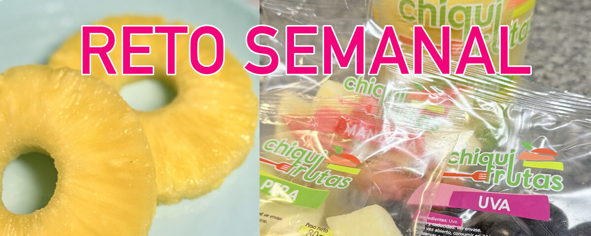 Reto Semanal de Chiquifrutas con piña, manzana, pera y uva en porciones individuales