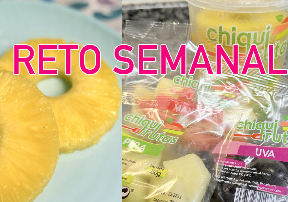 Reto Semanal de Chiquifrutas con piña, manzana, pera y uva en porciones individuales